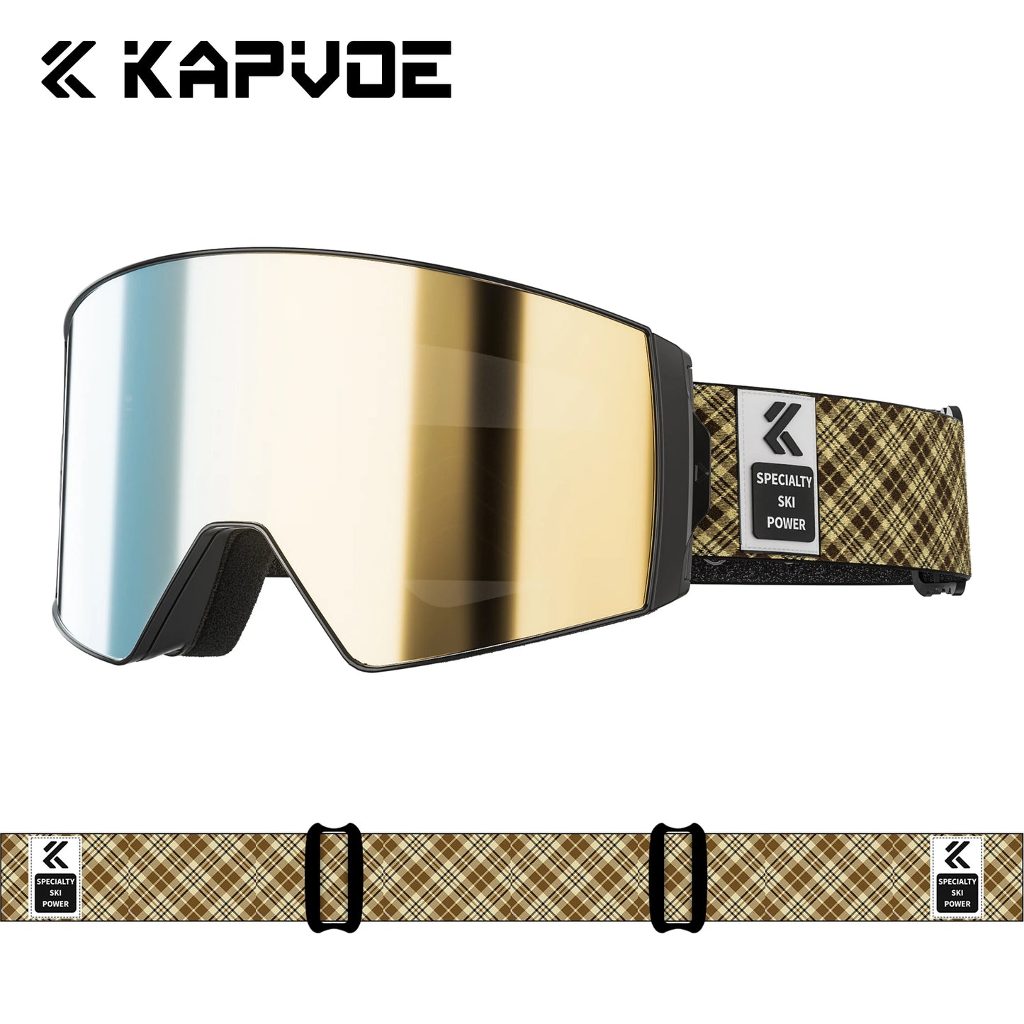 KAPVOE New Outdoor Photochromic Ski Goggles Winter Snow Sports for Unisex Snow Glasses UV400 Anti-fog Magnetic Snowboard Glasses