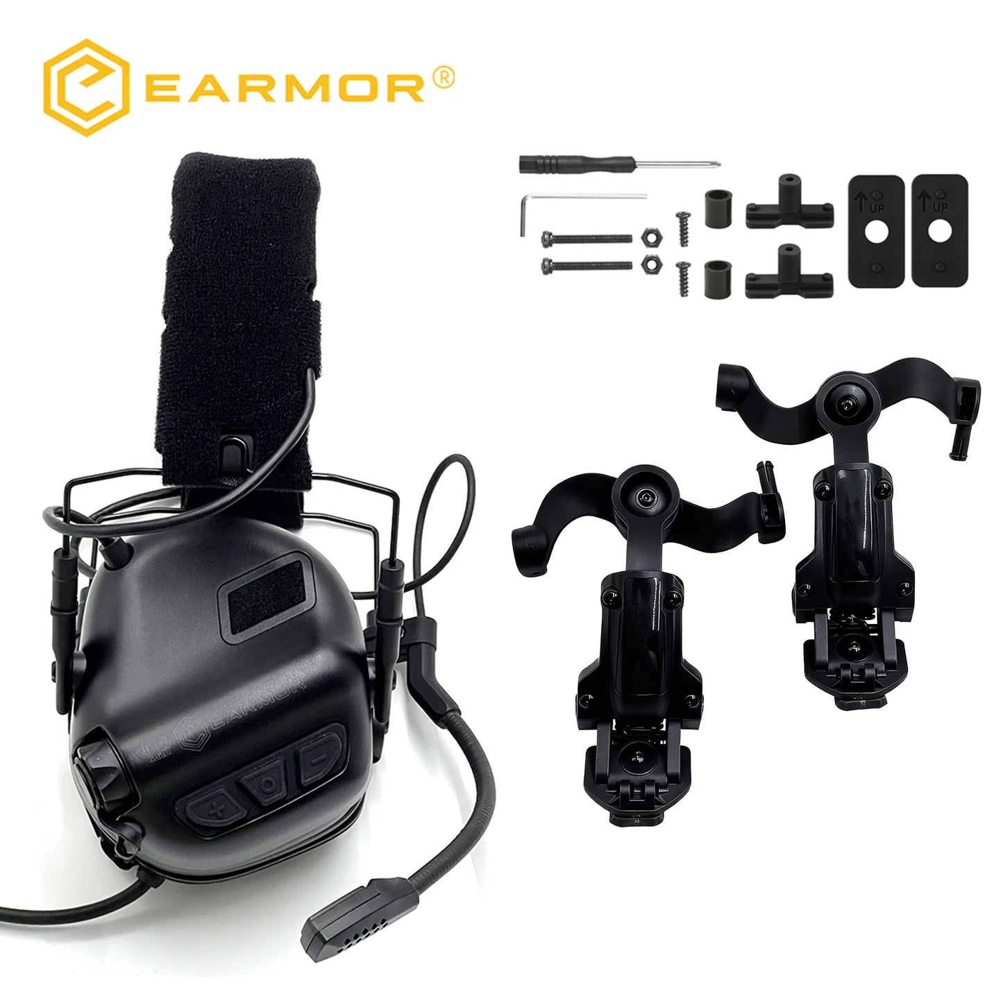 EARMOR Tactical Headset M32 Active Shooting Earmuffs Helmet Headset with Helmet Rail Adapter DIY Helmet Mount Headset