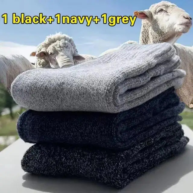 3 Pairs Winter Warm Thick Towel bottom Man Socks Wool Male Socks Slipper Socks Merino Wool Socks Against Cold Snow Socks 39-44*+
