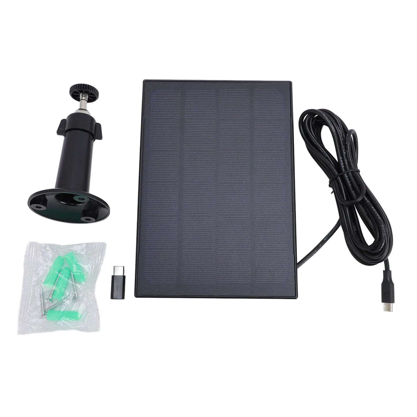 8W IP66 Waterproof Solar Panel for Bird Feeder Camera Doorbell 360° Adjustable Mount USB-C Outdoor Rechargeable Battery Cameras