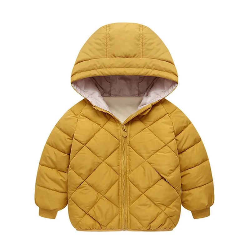 Autumn Winter New Children Down  Jacket Boys Girls Fashion Thick Warm Jacket Baby Hooded Warm Outwear Kids Cotton Coat 2-7 Year