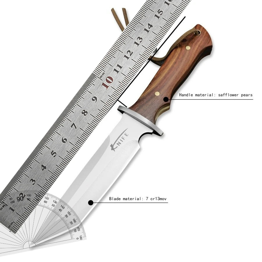 High-hardness Straight Knife Treated with Durable 7CR13MOV Steel Essential Tool Outdoor Camping Hiking Adventure Survival Knife