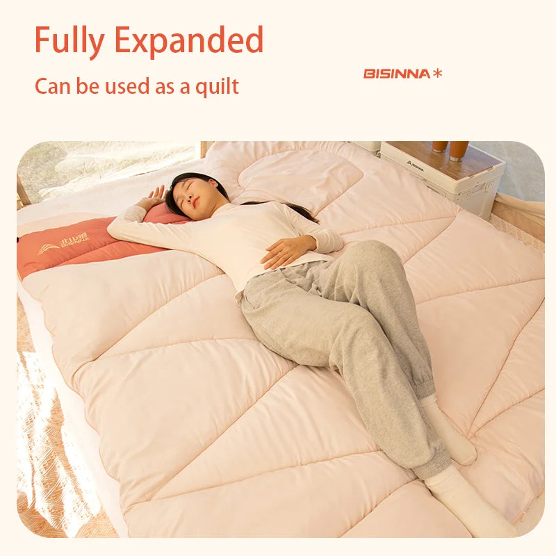 BISINNA Camping Sleeping Bag Ultralight 4 Season Warm Envelope Backpacking Cotton Sleeping Bag for Outdoor Traveling Hiking