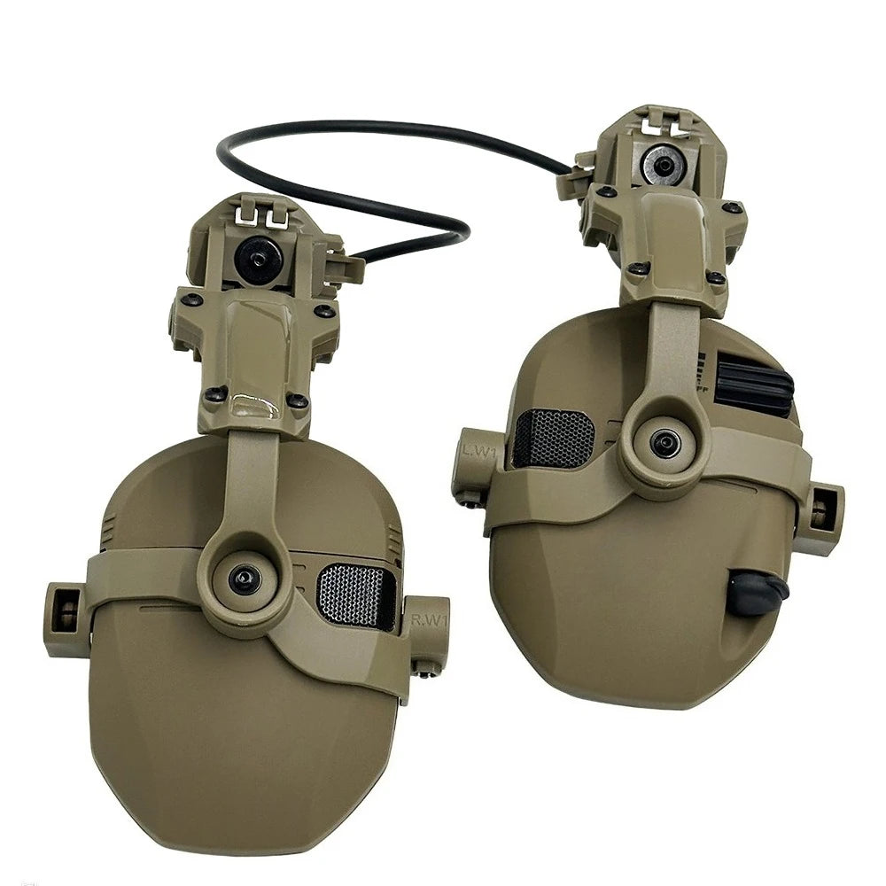 Tactical Headset for Helmet with ARC Rail Helmet Mount Adapters - Noise Canceling Headphones for Shooting & Hunting Earmuffs