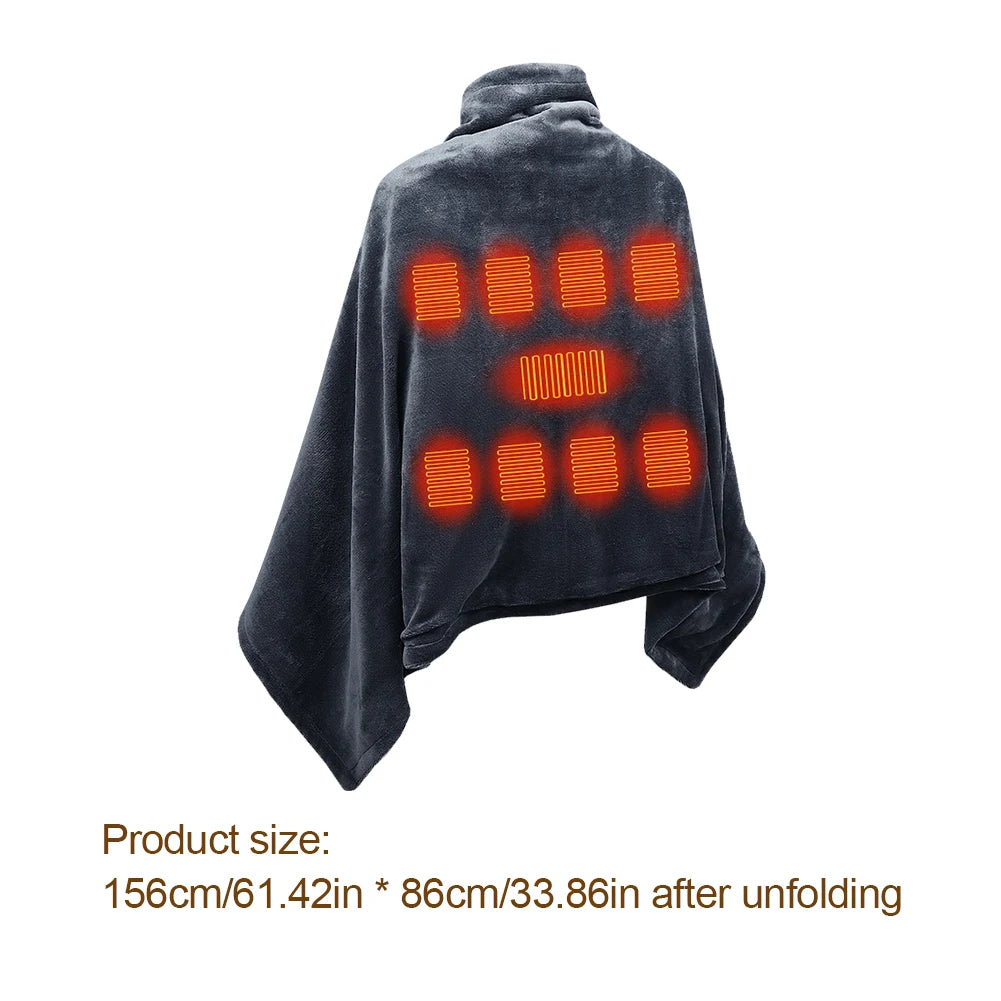 USB Flannel Heated Blanket 3 Temperature Adjustment Electric Heating Blanket Wireless Heated Blanket for Outdoor Camping
