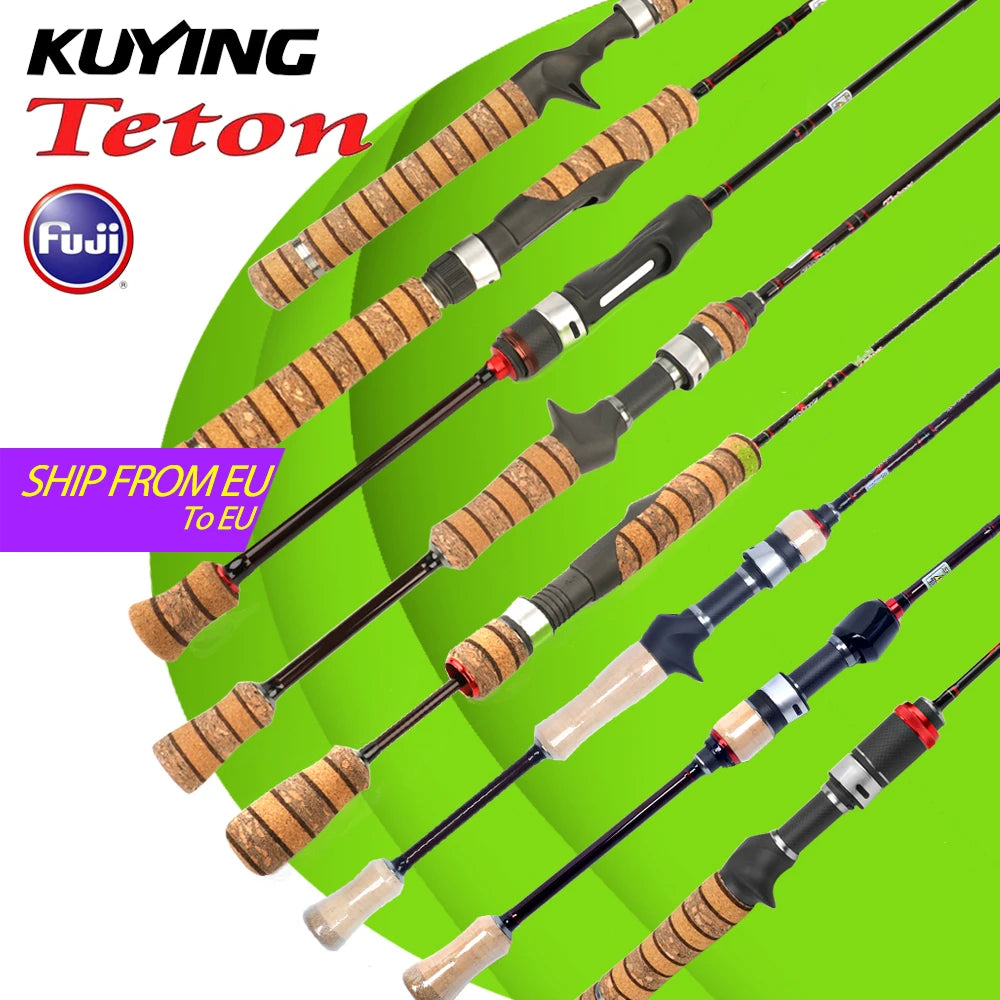 KUYING TETON L UL SUL 5'2" 6' 6'3" 6'4"6'2" 6'6" Fishing Rod Lure Cane Spinning Casting FUJI Carbon 1-4g 0.8-3g 2-10g M-Fast bfs