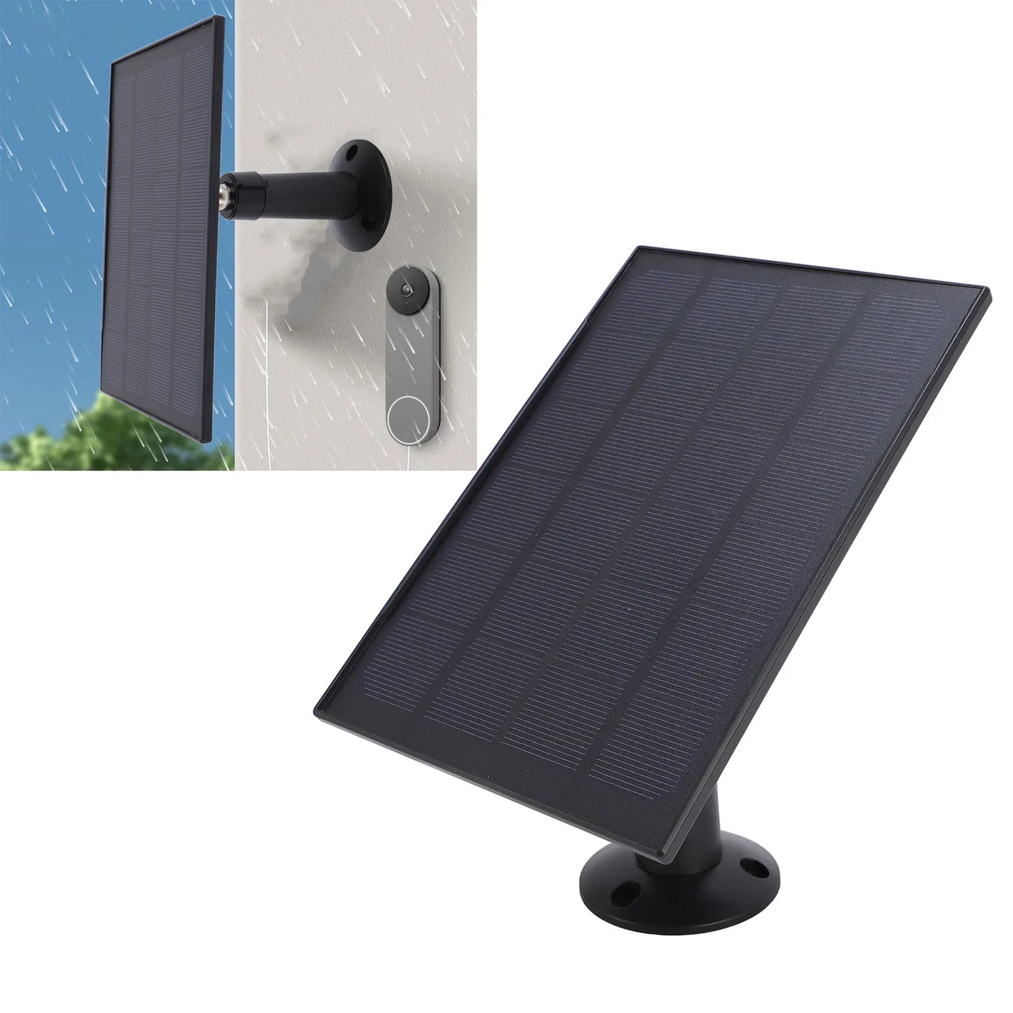 8W IP66 Waterproof Solar Panel for Bird Feeder Camera Doorbell 360° Adjustable Mount USB-C Outdoor Rechargeable Battery Cameras