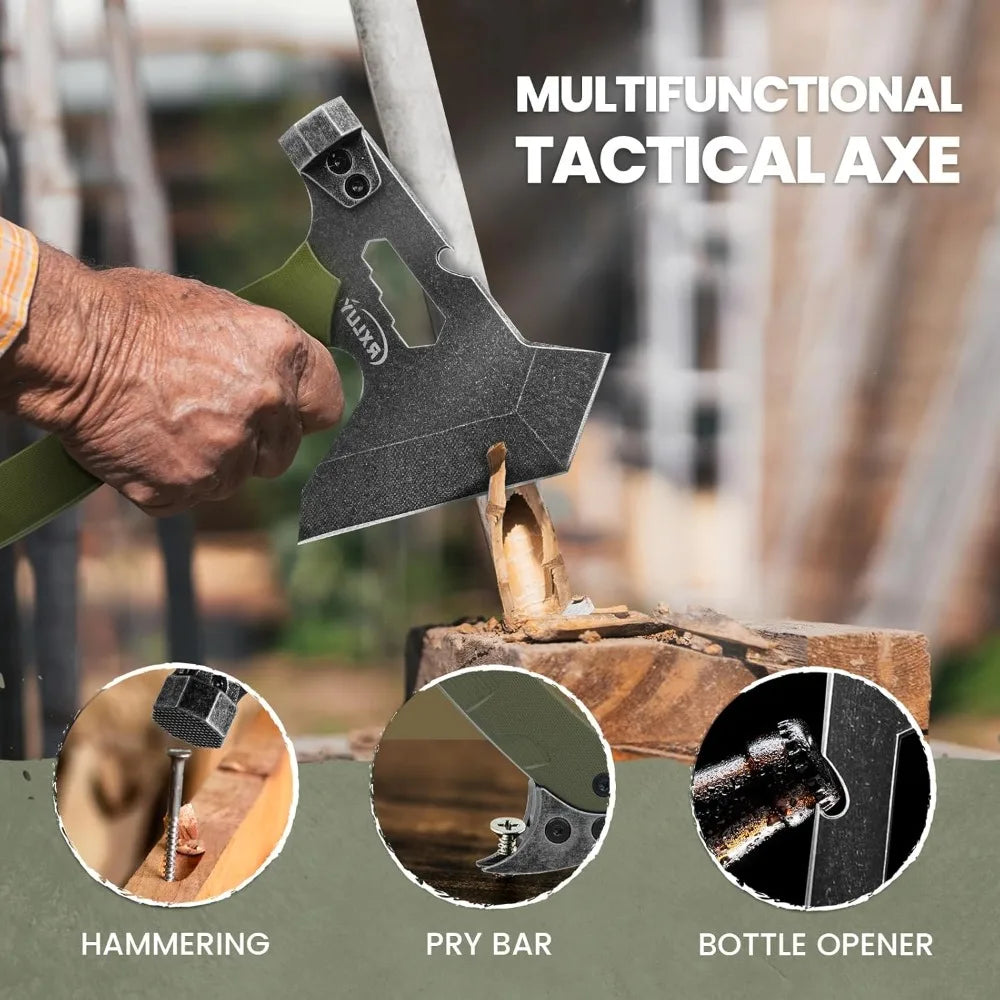 Axe with G10 Handle Camping Survival Hatchet, Multifunctional Hiking Outdoor Heavy Duty Full Tang Tomahawk Tools with H