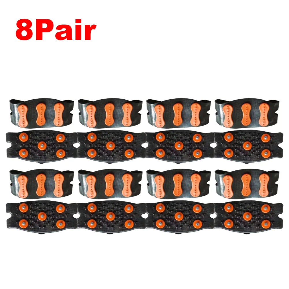 1-10Pair 5-Stud Anti Slip Crampons Snow Claw Shoe Covers Chain Spikes for Winter Walking Hiking Climbing Mountaineering Sports