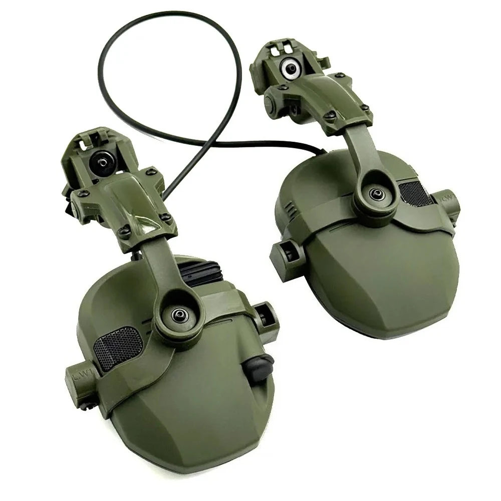 Tactical Headset for Helmet with ARC Rail Helmet Mount Adapters - Noise Canceling Headphones for Shooting & Hunting Earmuffs