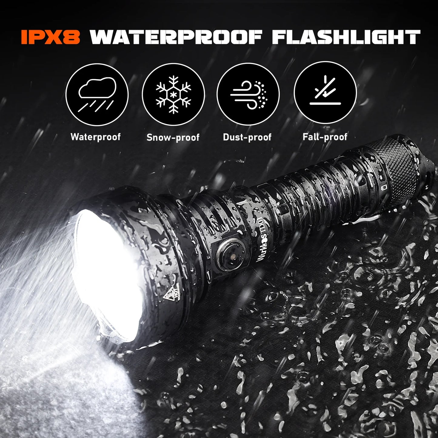 Wurkkos TD01 21700 Tactical Torch 2200LM High Power Rechargeable Flashlight IPX8 LED Torch 1039 Meters Self Defense Lighting