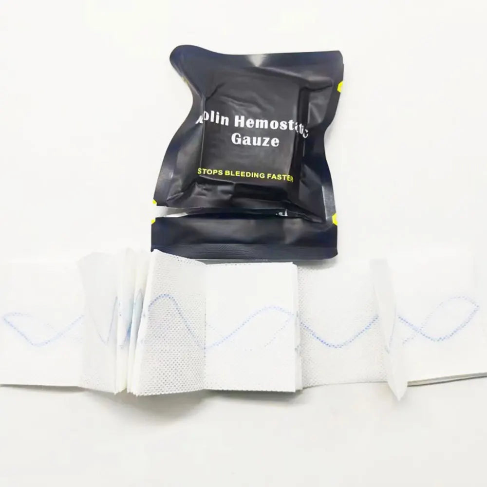 4-10pcs Hemostatic Kaolin Gauze Combat Emergency Trauma  Soluble for Tactical Military First Aid Kit Medical Wound Dressing