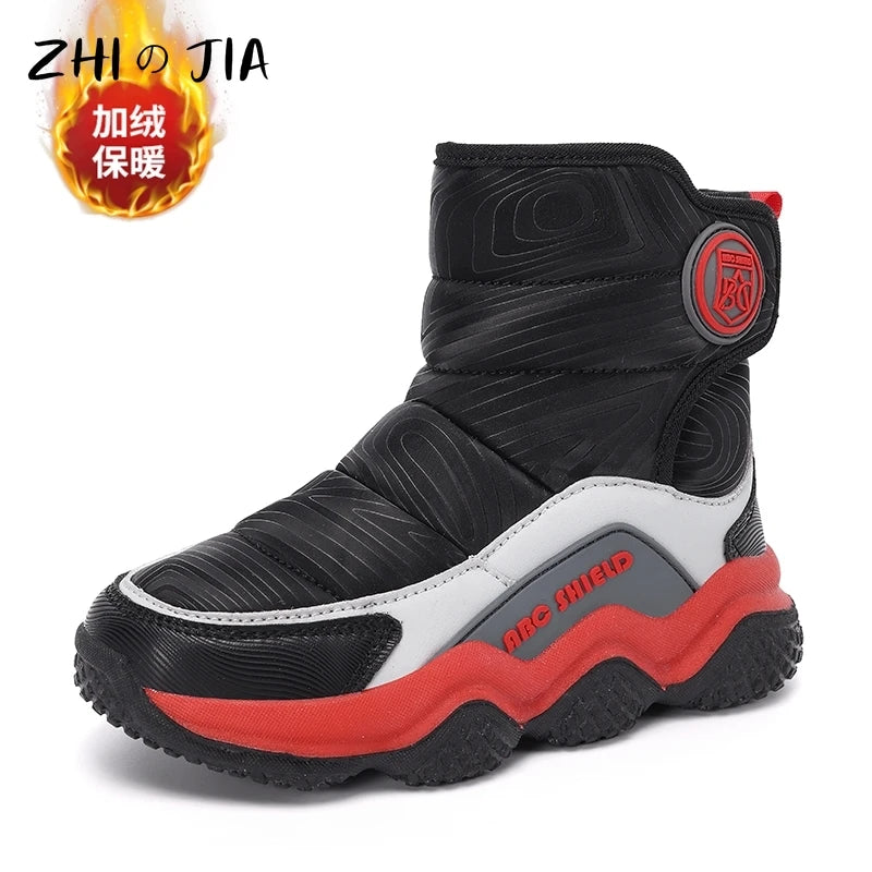 Children's Winter Plush Snow Boots Outdoor Cold Resistant Warm High top Boots Boys Girls Anti slip and Wear Resistant Sneaker