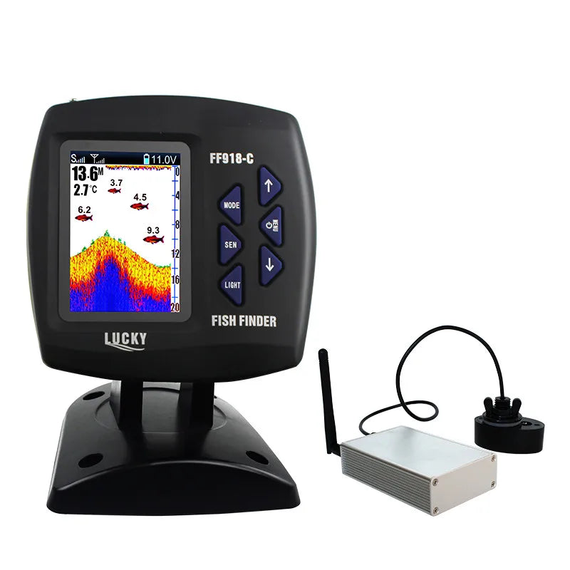 LUCKY FF918-CWLS New Wireless Fish Finder for Fishing Boats 980 ft Range 45 Degree Wireless Operating Range Fishing Fish Finder