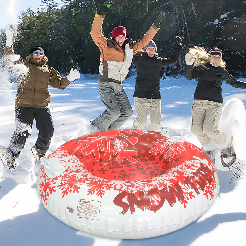 1 Piece Adult Inflatable Snow Tube, Thickened Heavy-Duty Sled with Handles, Winter Outdoor Sports Equipment for Family Activities