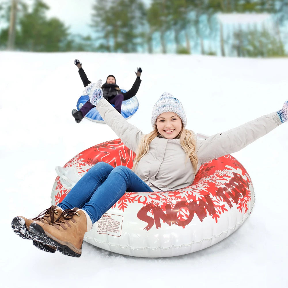 1 Piece Adult Inflatable Snow Tube, Thickened Heavy-Duty Sled with Handles, Winter Outdoor Sports Equipment for Family Activities