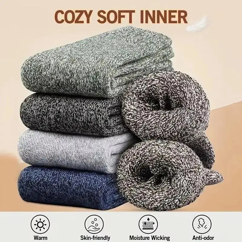 3 Pairs Winter Warm Thick Towel bottom Man Socks Wool Male Socks Slipper Socks Merino Wool Socks Against Cold Snow Socks 39-44*+