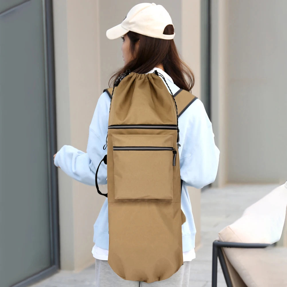 Skateboard Storage Backpack Oxford Cloth Skateboard Carry Bag Multifunction Drawstring Closure Skate Accessories