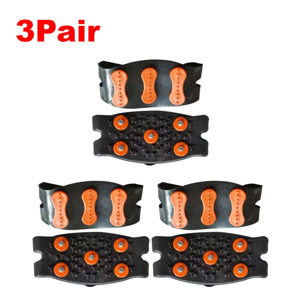 1-10Pair 5-Stud Anti Slip Crampons Snow Claw Shoe Covers Chain Spikes for Winter Walking Hiking Climbing Mountaineering Sports
