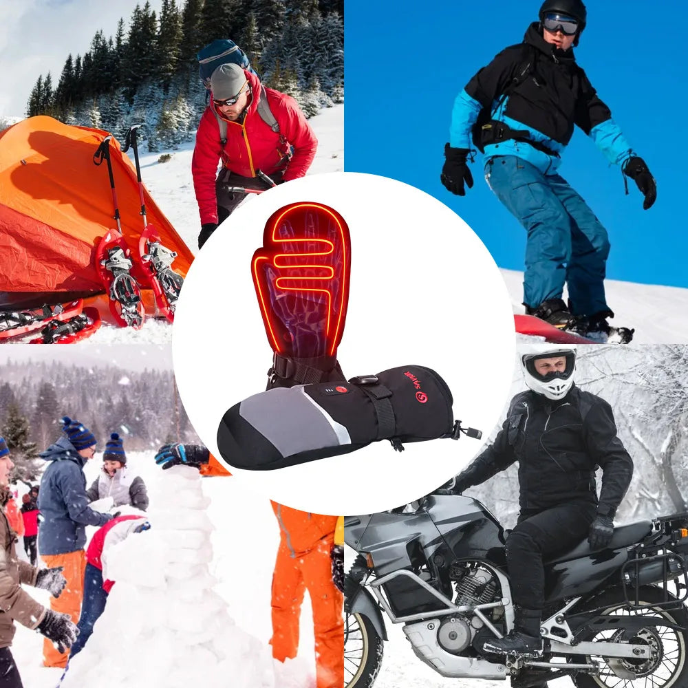 Motorcycle Heated Gloves Battery Powered Electric Heated Gloves Touch Screen Waterproof Thermal Heating Gloves for Outdoor Sport