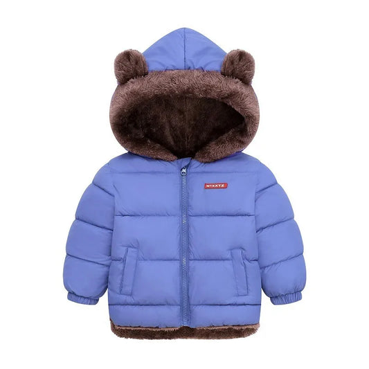Winter Kids Thick Jacket Boys Girls Cotton-Padded Cashmere Hooded Coat Chilren Fleece Warm Outerwear Clothing for 2 3 4 5 6Years
