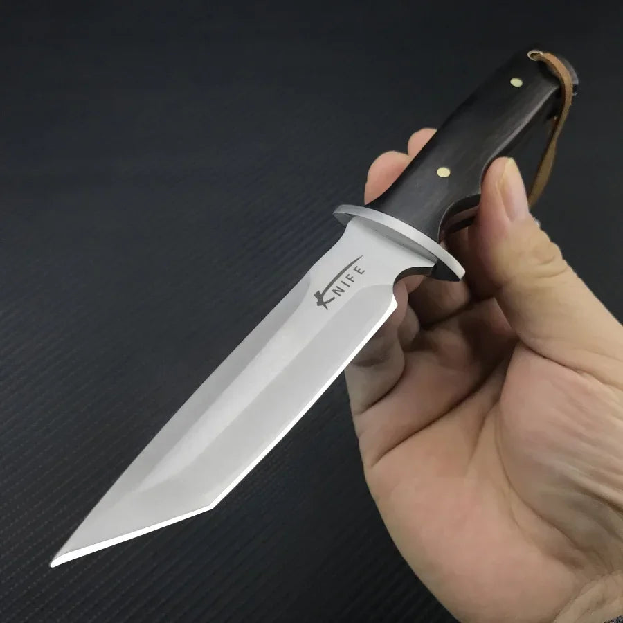 High-hardness Straight Knife Treated with Durable 7CR13MOV Steel Essential Tool Outdoor Camping Hiking Adventure Survival Knife