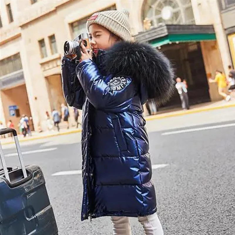 Winter Jacket for Girls Coat Teen Kids Parka Snowsuit Fashion Bright Waterproof Outerwear Children's Clothing 6 8 10 12 14 Years