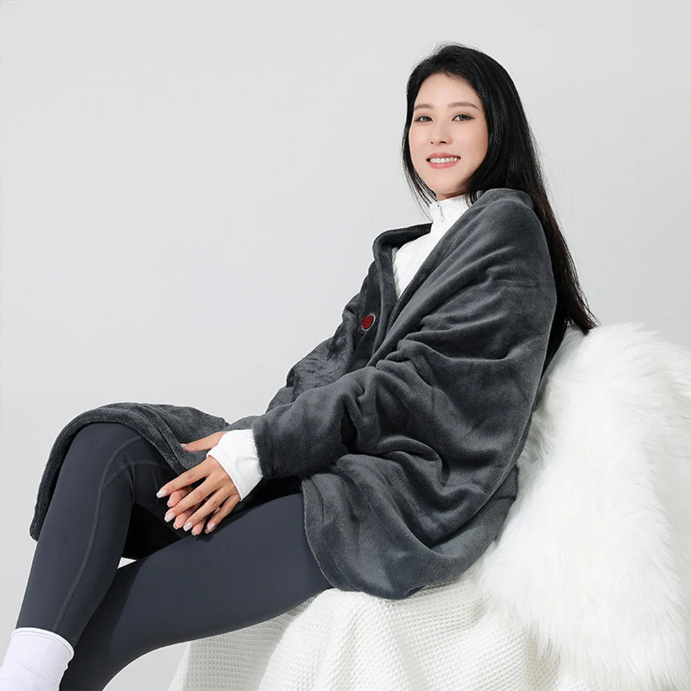 USB Flannel Heated Blanket 3 Temperature Adjustment Electric Heating Blanket Wireless Heated Blanket for Outdoor Camping