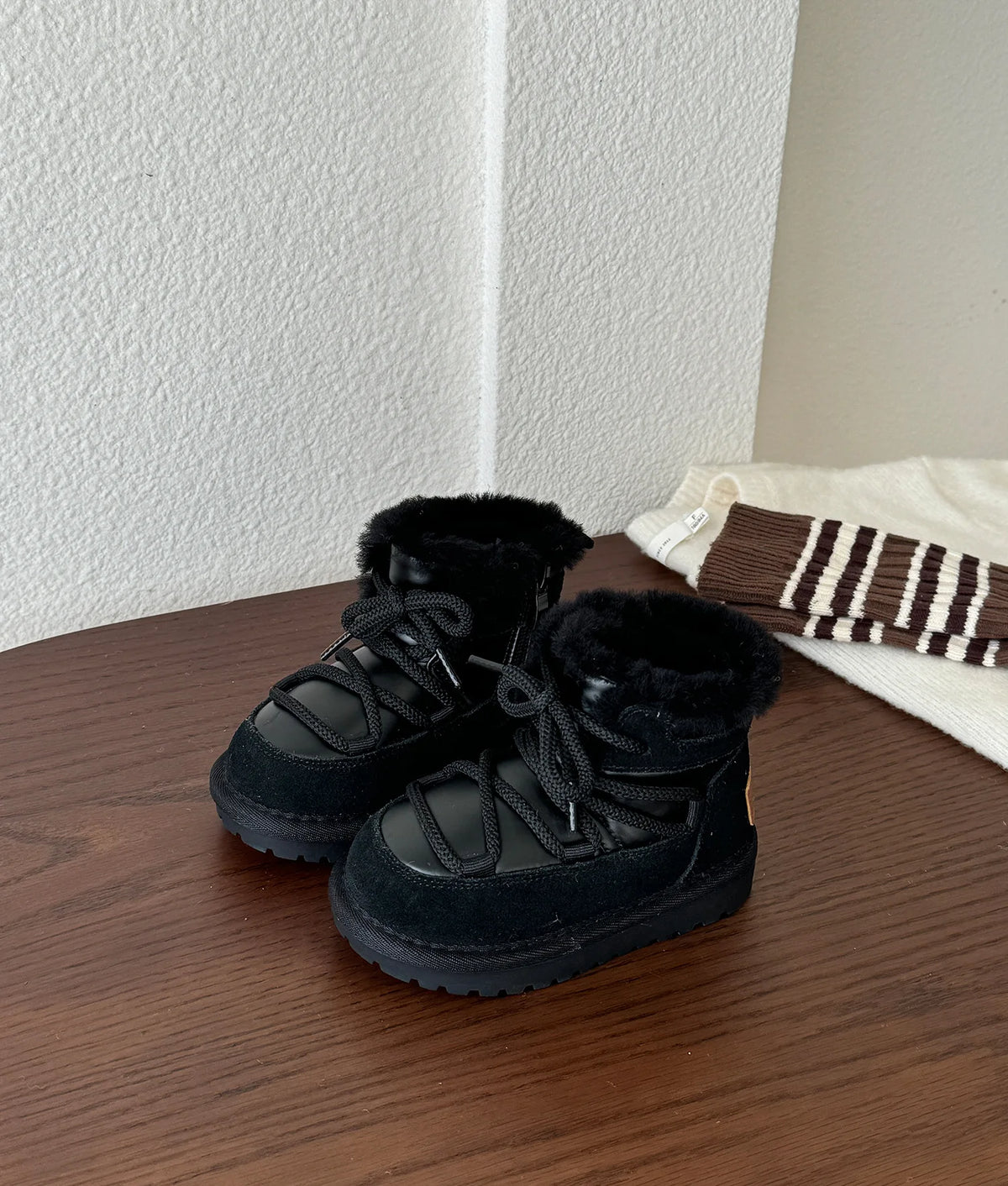 Winter Children Warm Wool Snow Boots Boys Waterproof Proof Short Boots Girls High-top Leather Boots Baby Winter Shoes Warm -20℃
