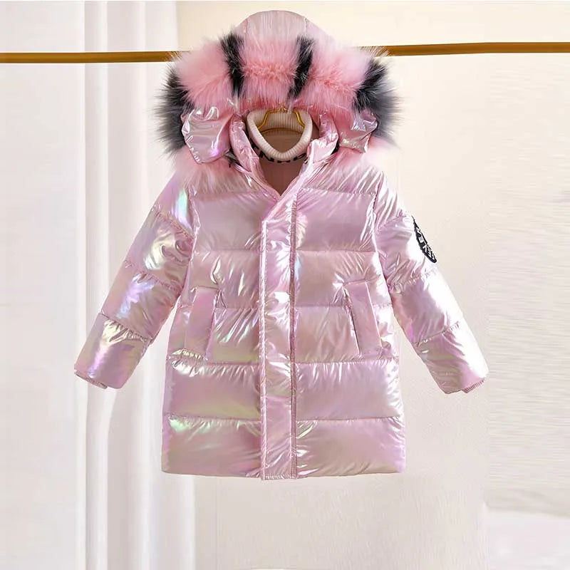 Winter Jacket for Girls Coat Teen Kids Parka Snowsuit Fashion Bright Waterproof Outerwear Children's Clothing 6 8 10 12 14 Years