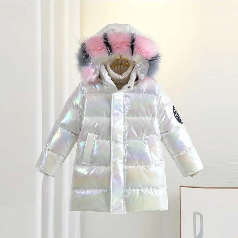 Winter Jacket for Girls Coat Teen Kids Parka Snowsuit Fashion Bright Waterproof Outerwear Children's Clothing 6 8 10 12 14 Years
