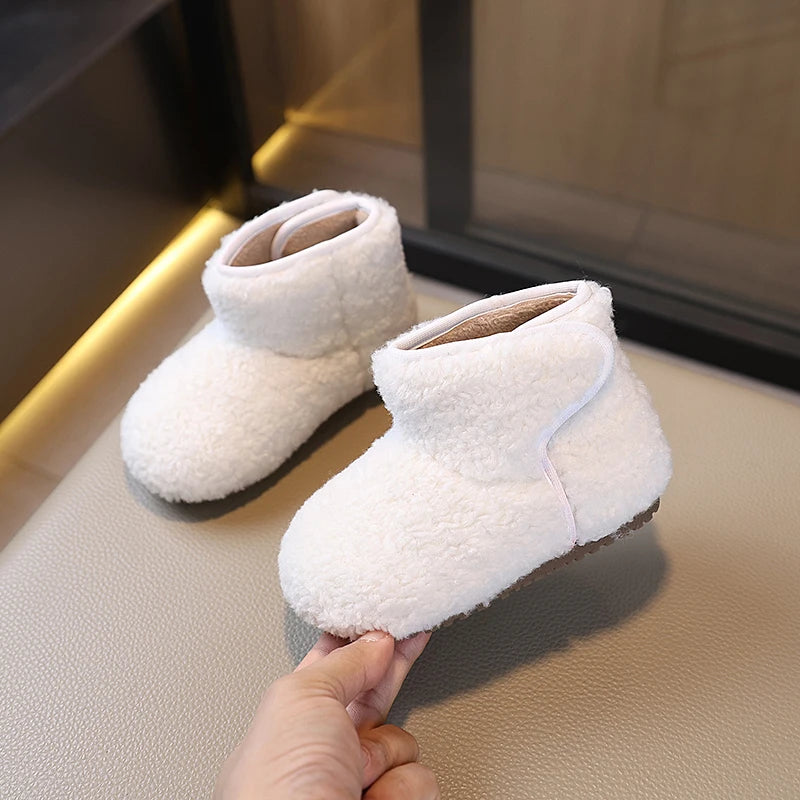 New Children's Winter Boots for Girl Warm Simple Furry Hairy Toddlers Fashion Plush Boots Short Outdoor Kids Ankle Boots Soft