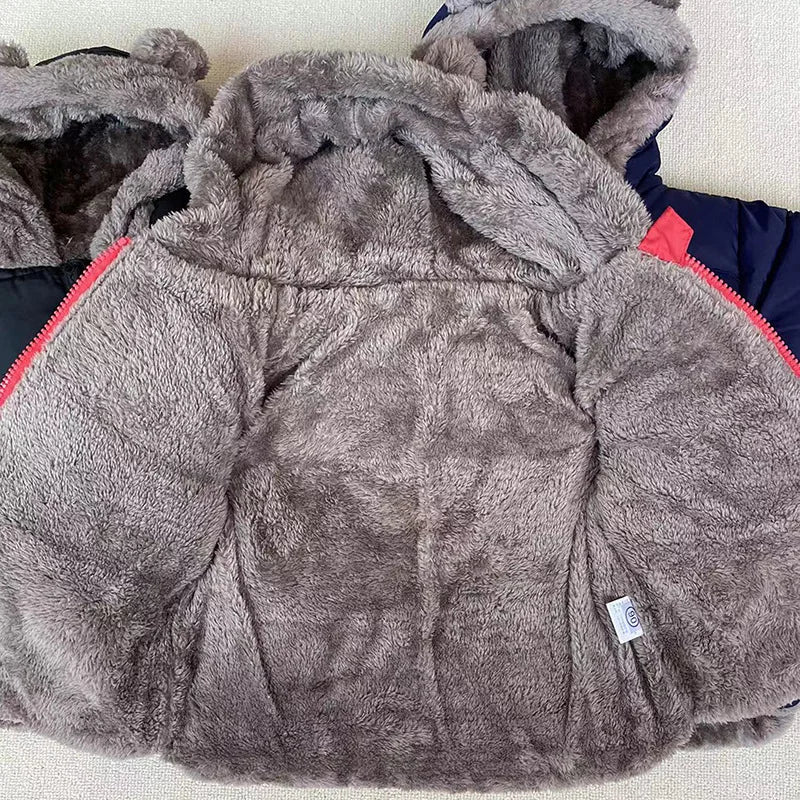 Winter Kids Thick Jacket Boys Girls Cotton-Padded Cashmere Hooded Coat Chilren Fleece Warm Outerwear Clothing for 2 3 4 5 6Years