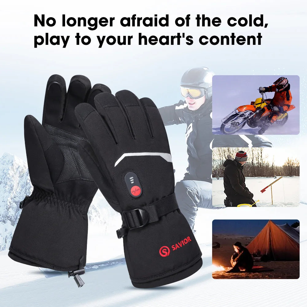 SAVIOR heated Gloves 7.4V Electric Rechargeable  heated Gloves Waterproof Skiing Cycling Hiking Winter Warm Gloves heated