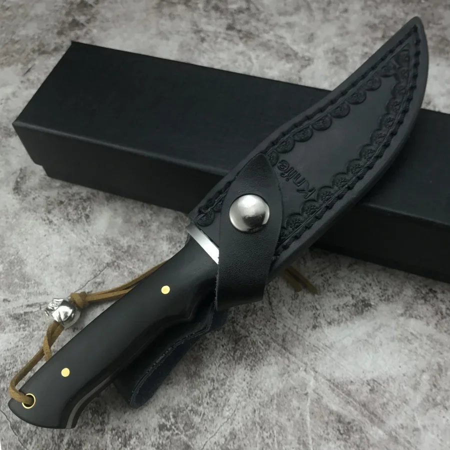 High-hardness Straight Knife Treated with Durable 7CR13MOV Steel Essential Tool Outdoor Camping Hiking Adventure Survival Knife