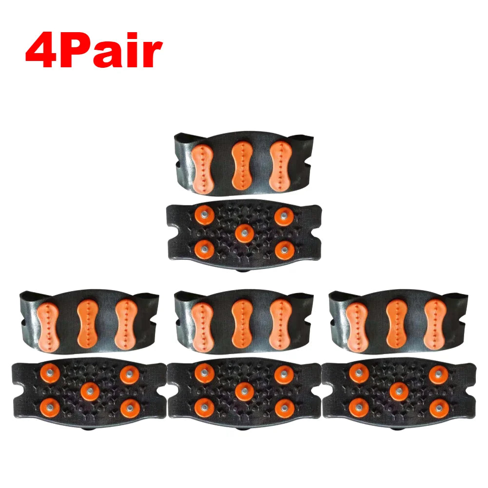 1-10Pair 5-Stud Anti Slip Crampons Snow Claw Shoe Covers Chain Spikes for Winter Walking Hiking Climbing Mountaineering Sports