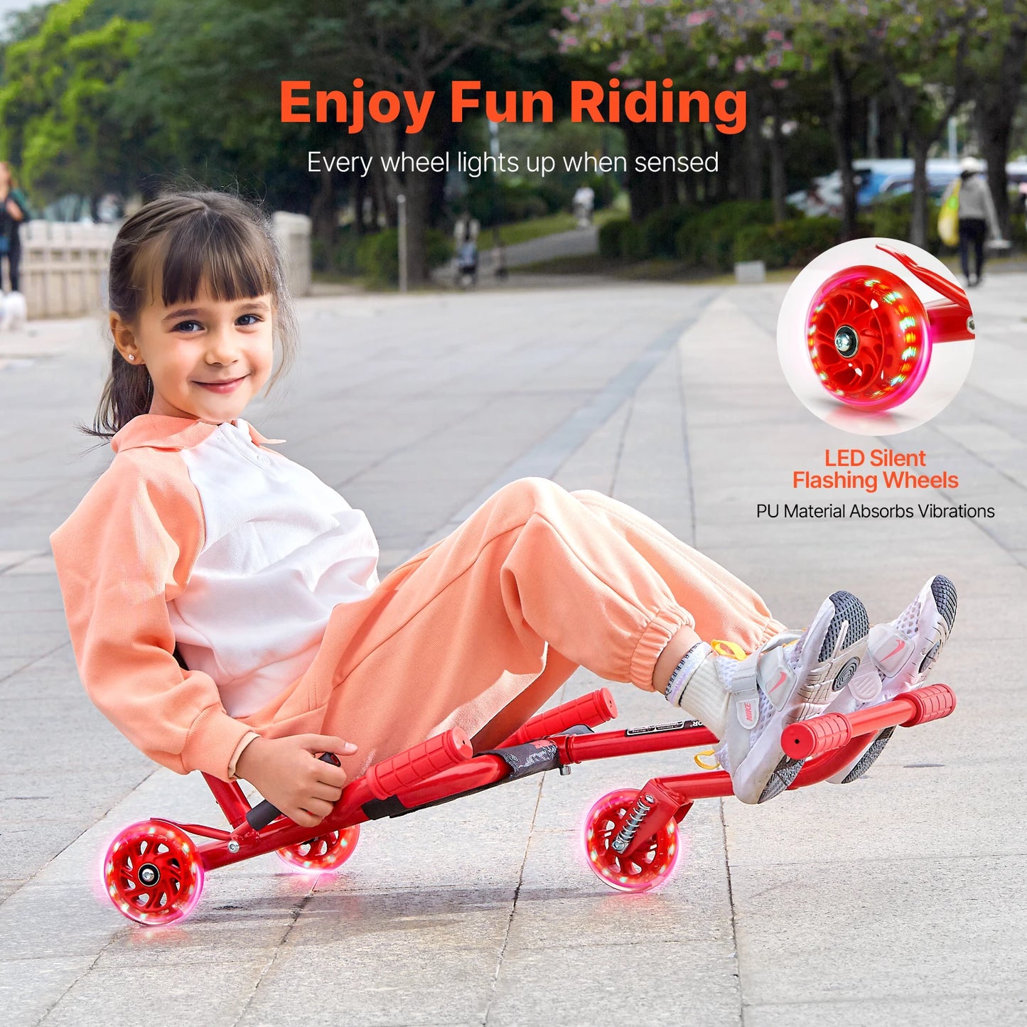 SucceBuy 132/198lbs Kids Ride on Scooter Swing Side-to-Side Powered by Zig-Zag Motion Drifting Outdoor Sport Toys for Child Gift