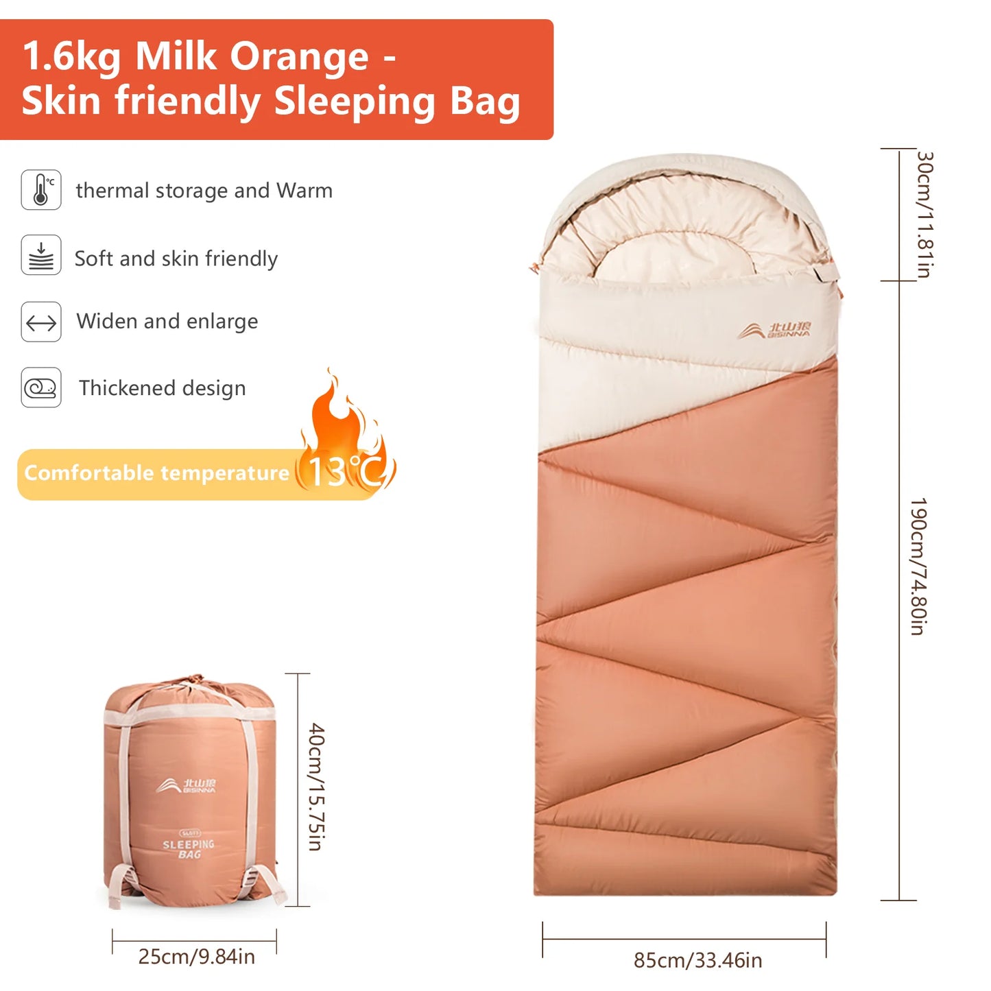 BISINNA Camping Sleeping Bag Ultralight 4 Season Warm Envelope Backpacking Cotton Sleeping Bag for Outdoor Traveling Hiking