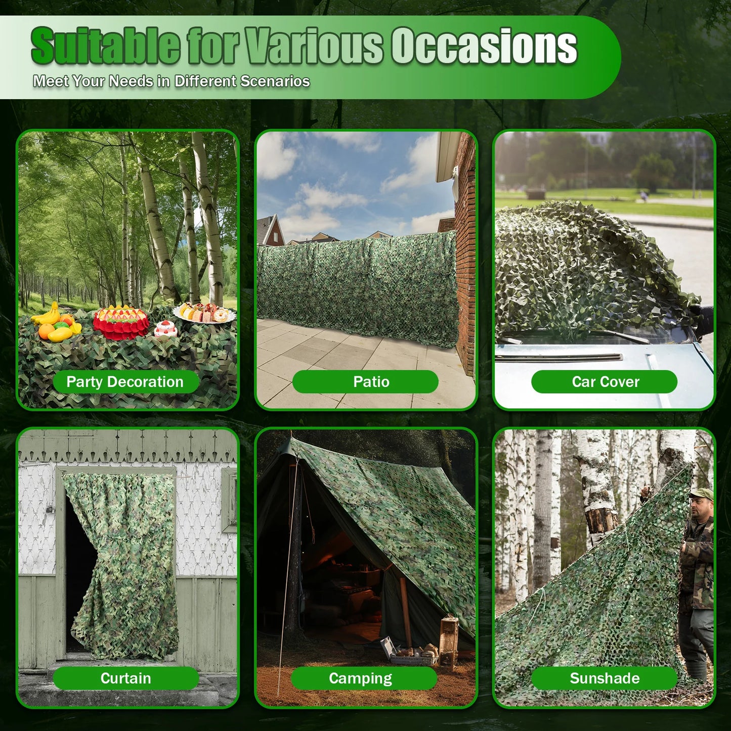26 X 26 Ft Camouflage Net, Camouflage Netting Hide Cover Net, Woodland Camouflage Net for Camping, Hunting, Outdoor