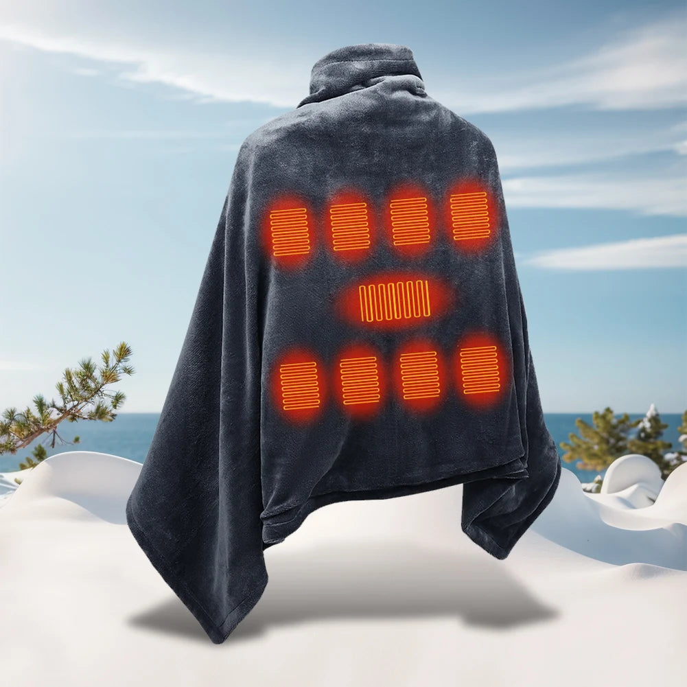 USB Flannel Heated Blanket 3 Temperature Adjustment Electric Heating Blanket Wireless Heated Blanket for Outdoor Camping