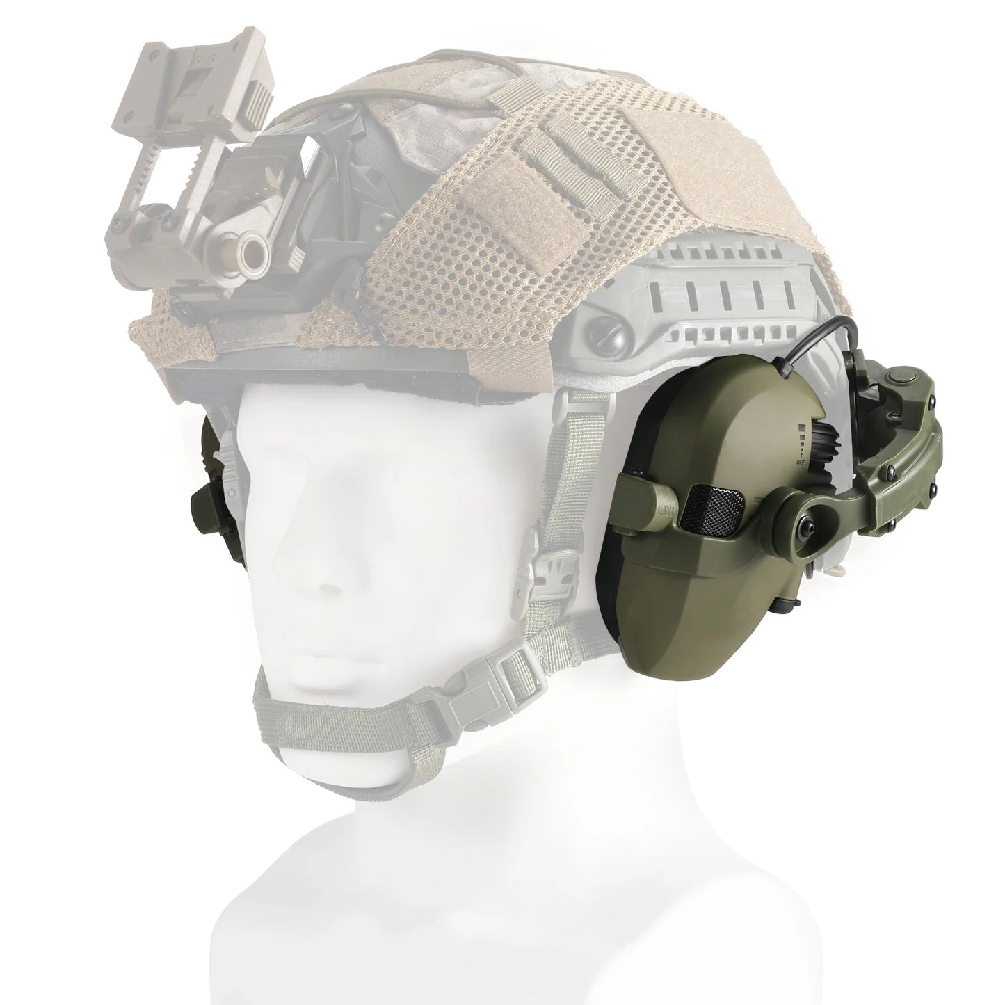 Tactical Headset for Helmet with ARC Rail Helmet Mount Adapters - Noise Canceling Headphones for Shooting & Hunting Earmuffs