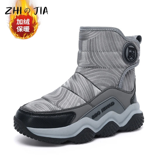 Children's Winter Plush Snow Boots Outdoor Cold Resistant Warm High top Boots Boys Girls Anti slip and Wear Resistant Sneaker