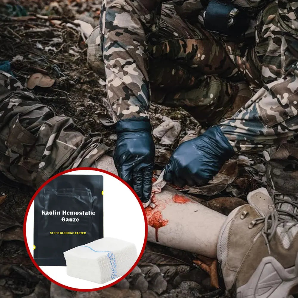 4-10pcs Hemostatic Kaolin Gauze Combat Emergency Trauma  Soluble for Tactical Military First Aid Kit Medical Wound Dressing