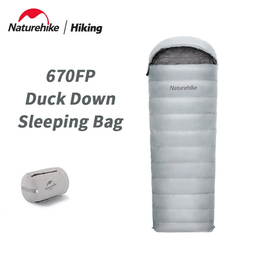 Naturehike 670FP Duck Down Sleeping Bag -13℃~8℃ Outdoor Autumn Winter Warm Hooded Sleeping Bag Spliceable Envelope Ultralight