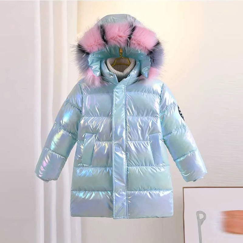 Winter Jacket for Girls Coat Teen Kids Parka Snowsuit Fashion Bright Waterproof Outerwear Children's Clothing 6 8 10 12 14 Years