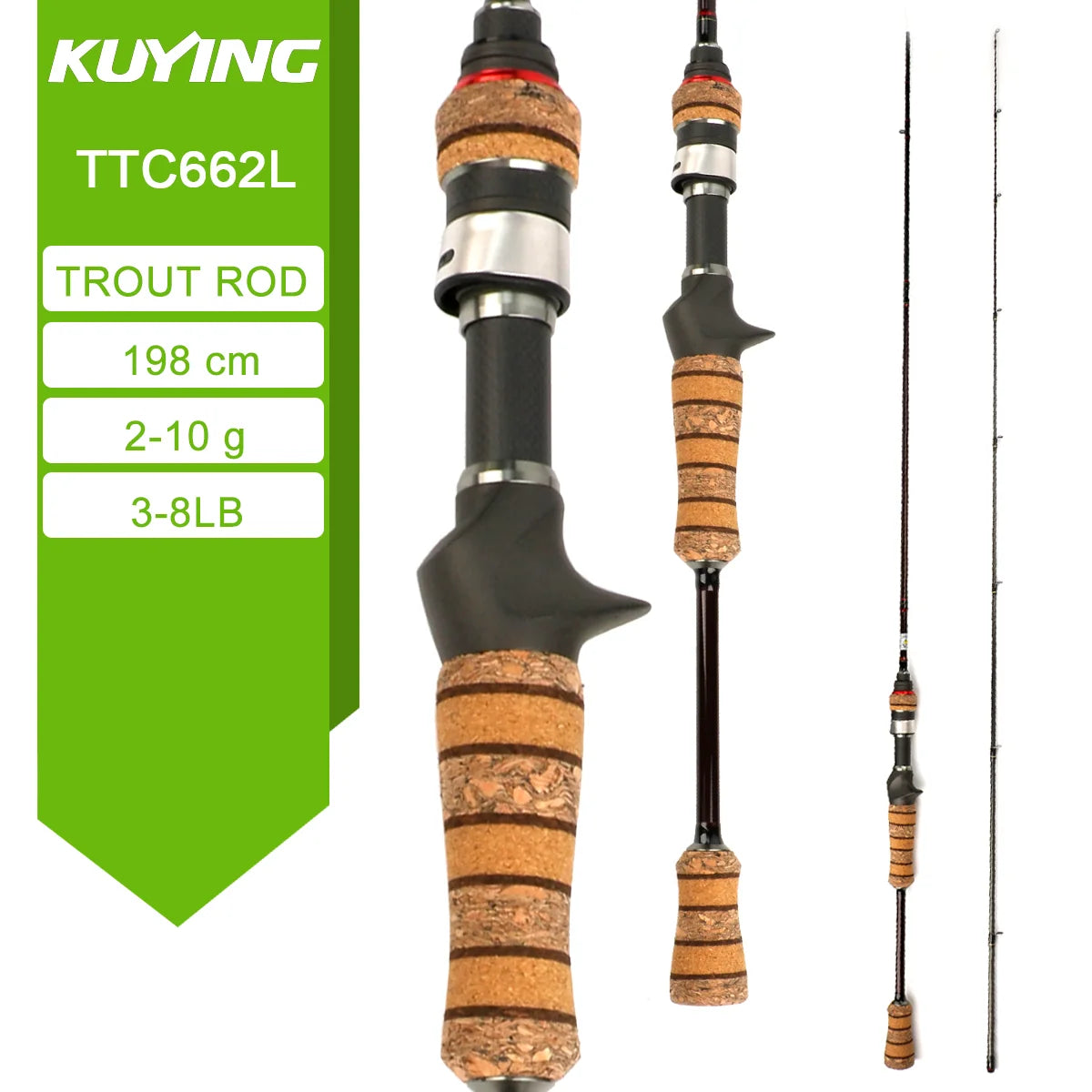 KUYING TETON L UL SUL 5'2" 6' 6'3" 6'4"6'2" 6'6" Fishing Rod Lure Cane Spinning Casting FUJI Carbon 1-4g 0.8-3g 2-10g M-Fast bfs