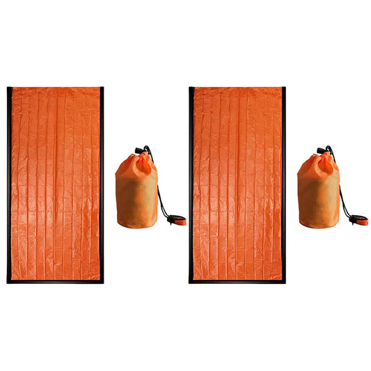 2 Pack Emergency Sleeping Bag Emergency Blanket Portable Thermal Sleeping Bag Survival Gear for Camping Hiking Outdoor Adventure