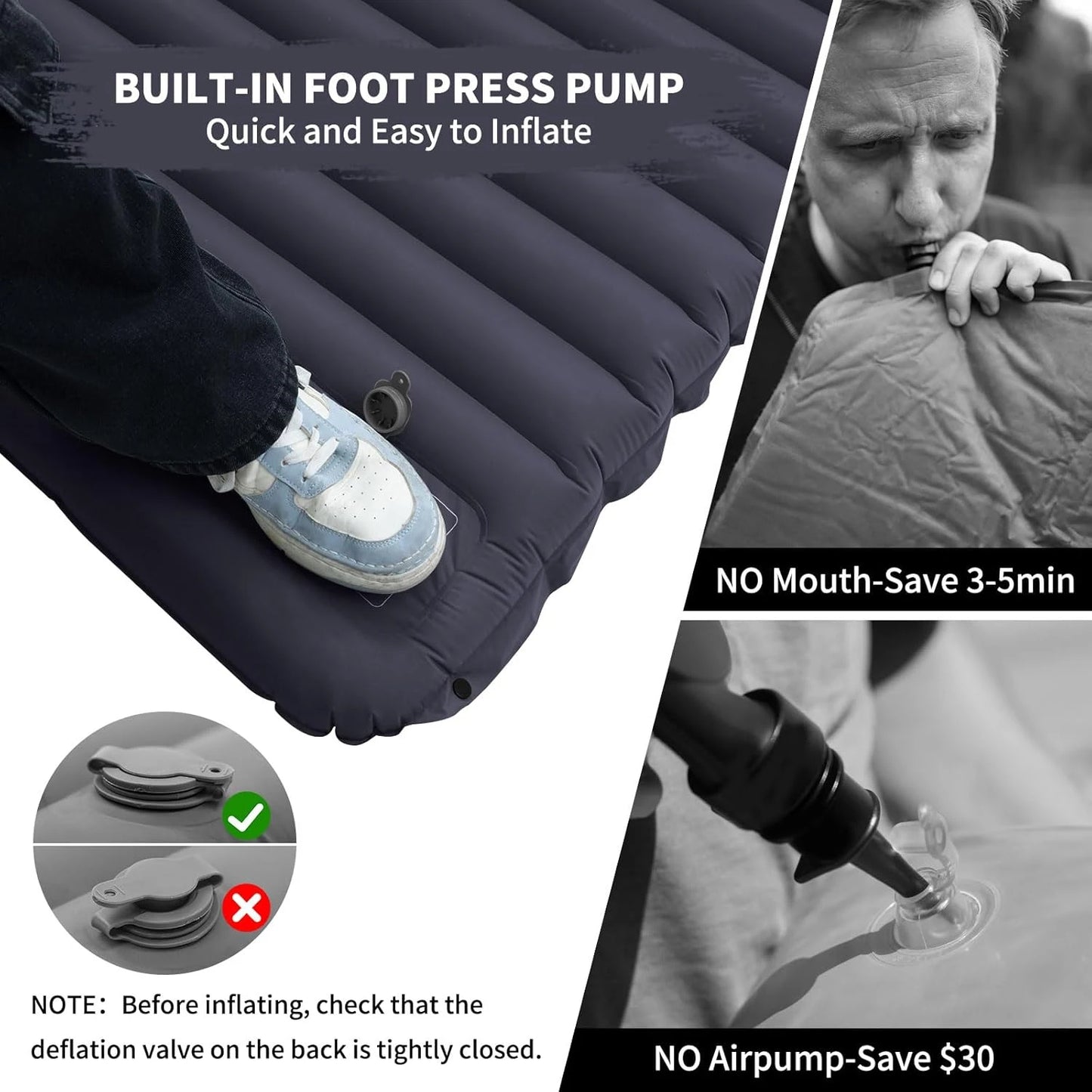 Extra Thick 4 Inch Camping Sleeping Pad Outdoor Camping Self-Inflating Mats Spliceable Hiking Fishing Sleeping Pad