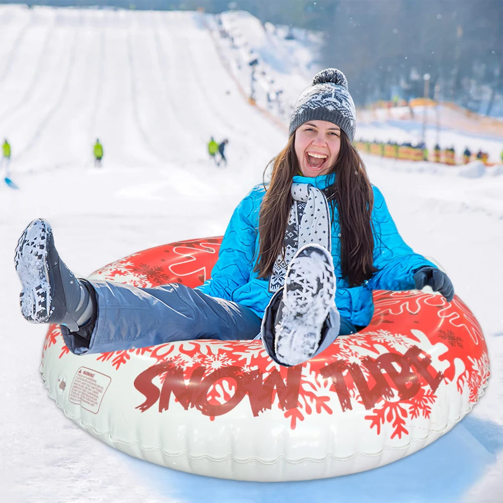 1 Piece Adult Inflatable Snow Tube, Thickened Heavy-Duty Sled with Handles, Winter Outdoor Sports Equipment for Family Activities