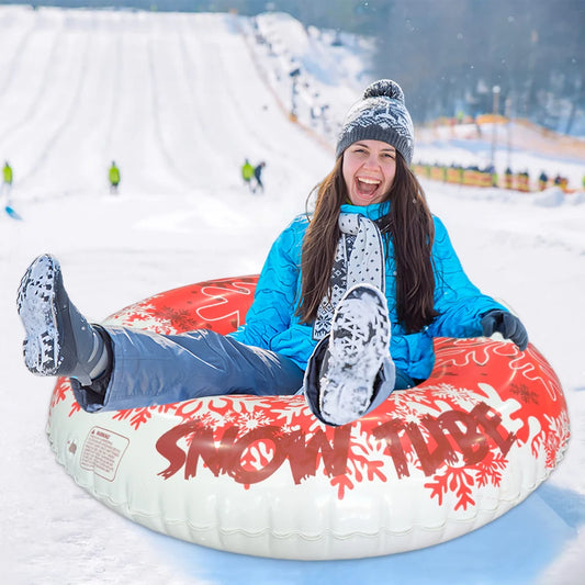1 Piece Adult Inflatable Snow Tube, Thickened Heavy-Duty Sled with Handles, Winter Outdoor Sports Equipment for Family Activities